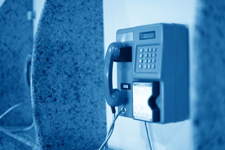 old phone on the wall in airportの写真素材