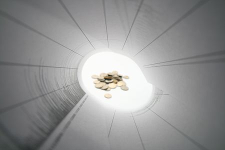 financial graph tube look at money coins