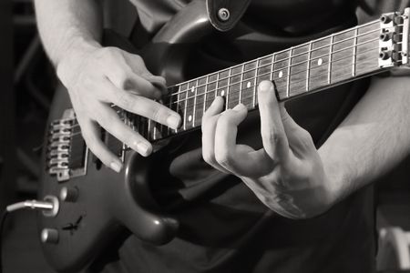 man play solo on blue guitar