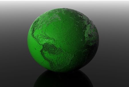 3d earth in black spaceの写真素材