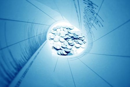 financial graph tube look at money coinsの写真素材