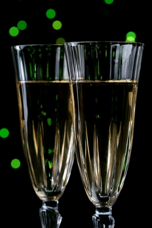 holiday card golden champagne and giftの写真素材