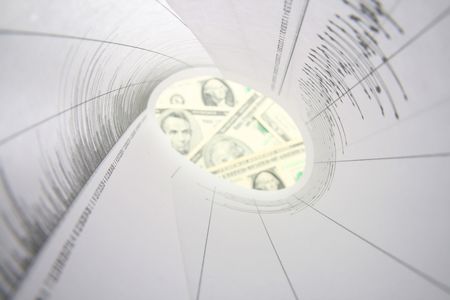 financial graph tube look at money coinsの写真素材