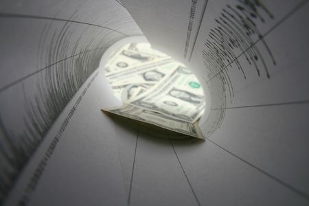 financial graph tube look at money coinsの写真素材