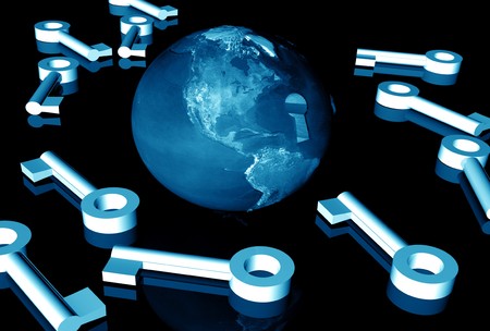 unlock 3d earth in black spaceの写真素材