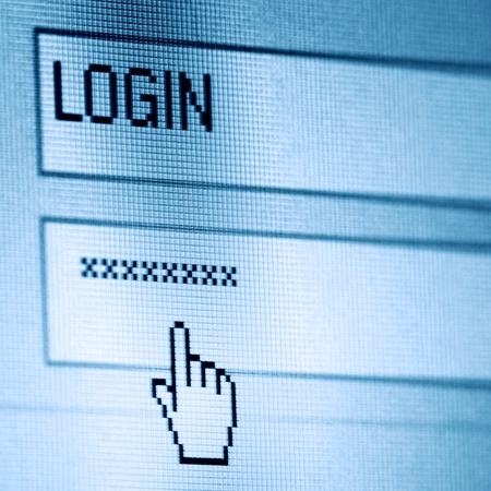 login  password on lcd screen macroの写真素材