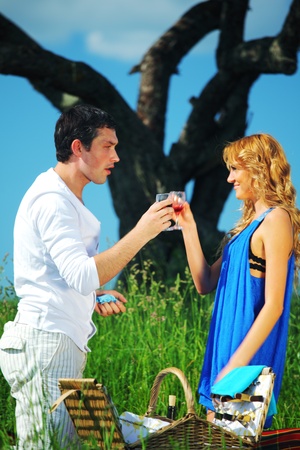 very fun lovers on picnic の写真素材