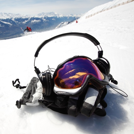 snowboard mask in mountainsの写真素材