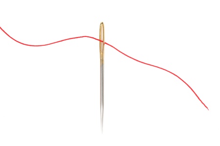  needle and thread macro close upの写真素材