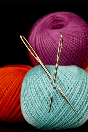 needle and thread macro close upの写真素材