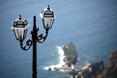 lantern in park  sea on backの写真素材