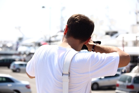 photographer outdoor workingの写真素材