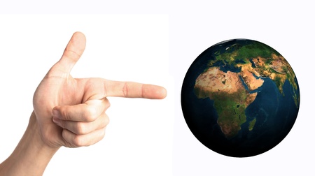 i go travel show on globeの写真素材