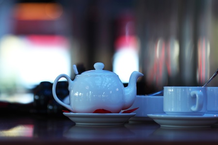 dark cafe interior close upの写真素材