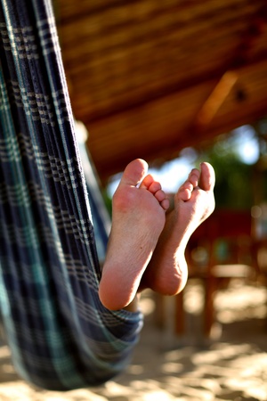 girl on vacation relax in hammockの写真素材