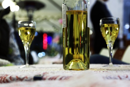 restaurant interior background in deep of fieldの写真素材