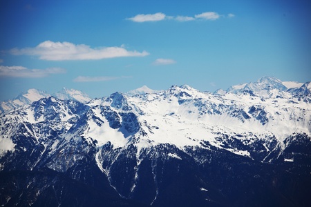 top of mountains in blue skyの写真素材