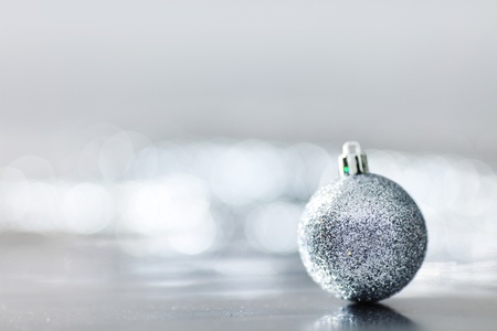 silver christmas ball macro close upの写真素材