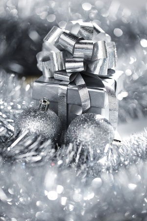 silver christmas card close upの写真素材