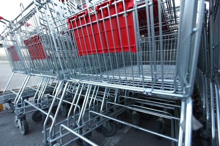shoping carts in a row close up