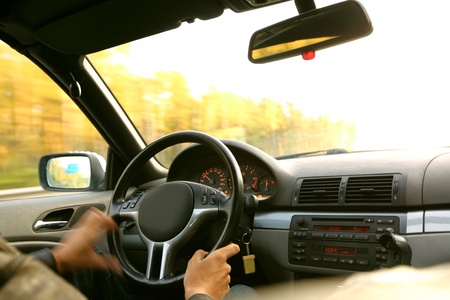 driver drive a car fastの写真素材
