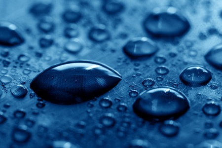 clean blue waterdrops macro backgroundの写真素材
