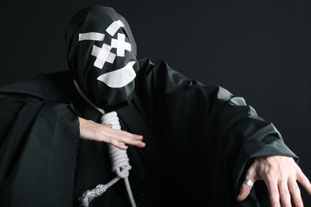 black mime with a rope on the neckの写真素材