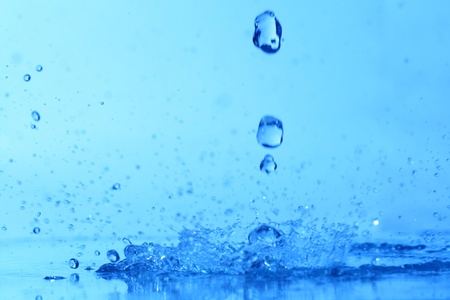 blue water splash macro close up