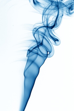 blue smoke on white backgroundの写真素材