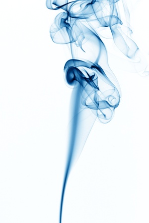 blue smoke on white backgroundの写真素材
