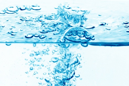 blue water bubbles clean backgroundの写真素材