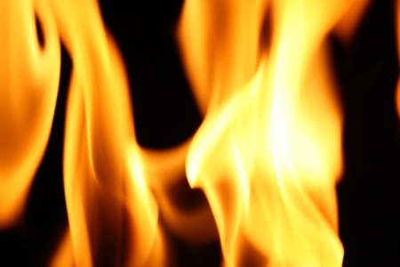 fire flame close up on black backgroundの写真素材