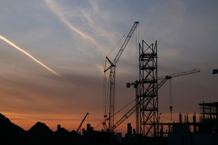 sunset on blue indigo sky の写真素材