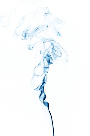 blue smoke on white background close upの写真素材