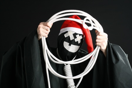 santa claus mime with the rope on the neckの写真素材