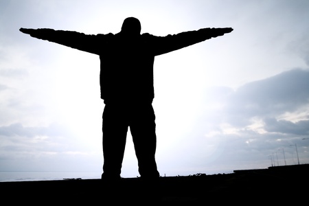 man stay in the light cloud sky