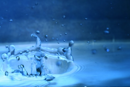 blue water splash macro close up