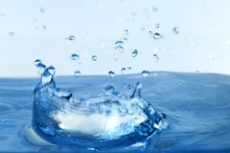 blue water splash macro close up