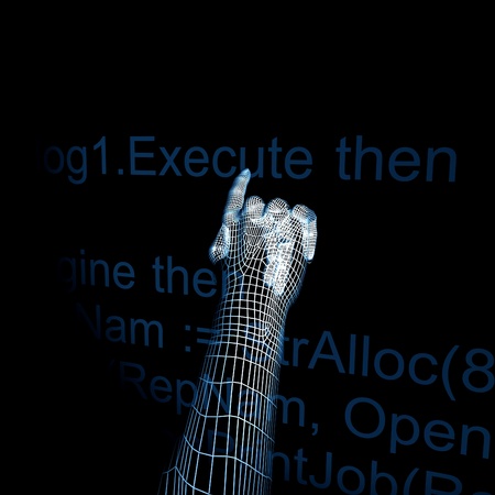 3d cyber hand execute program code