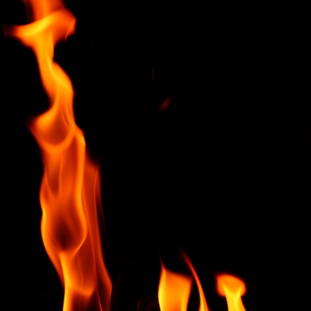 fire flame on black backgroundの写真素材