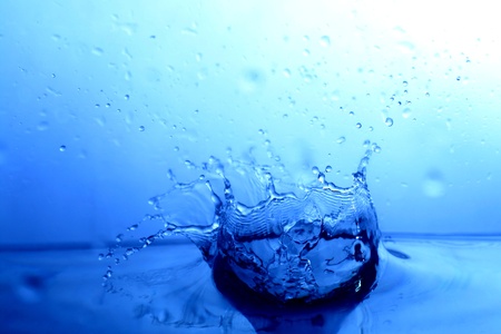 great blue water splash close up macro