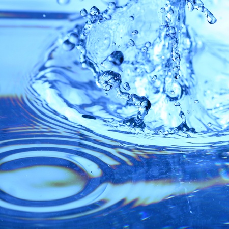 blue water splash macro close up