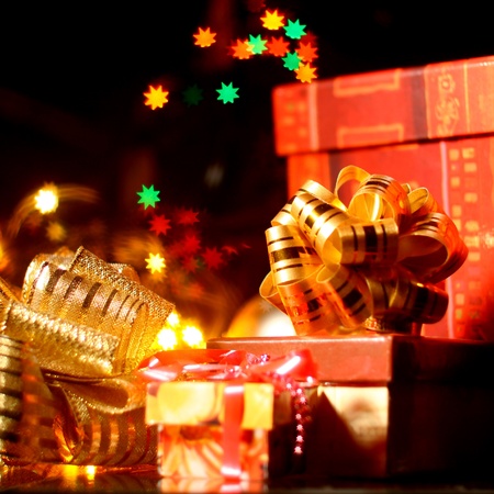 holiday gifts background warm stars の写真素材