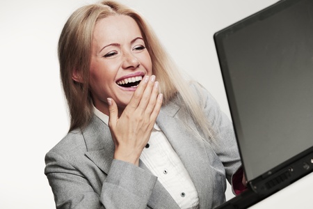 business woman working on laptopの写真素材