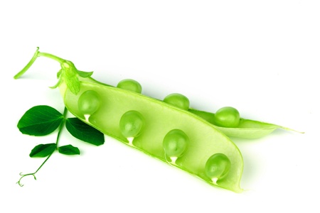 Pea and leaf isolated on whiteの写真素材