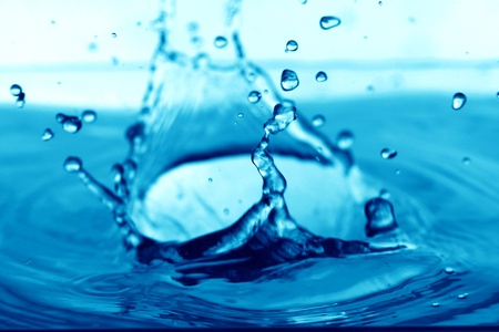 blue water splash macro close up