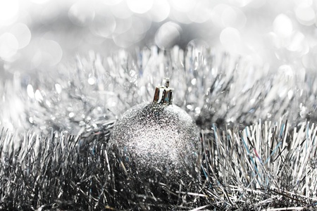 silver christmas ball on christmas backgroundの写真素材