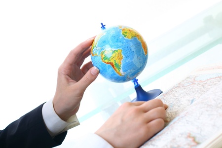 look on globe where to travelの写真素材