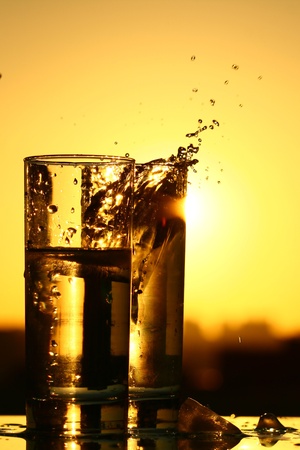 clean cold water in glassの写真素材