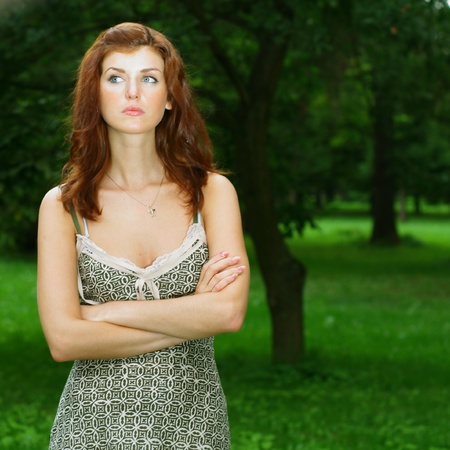 Beautiful girl in parkの写真素材